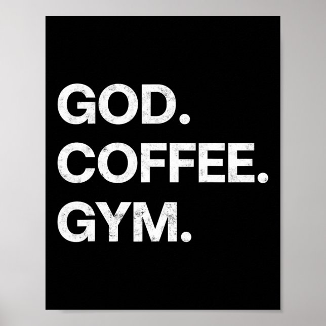 Poster Deus Café Gym Engraçado Christian Workout Tee Jesu (Frente)