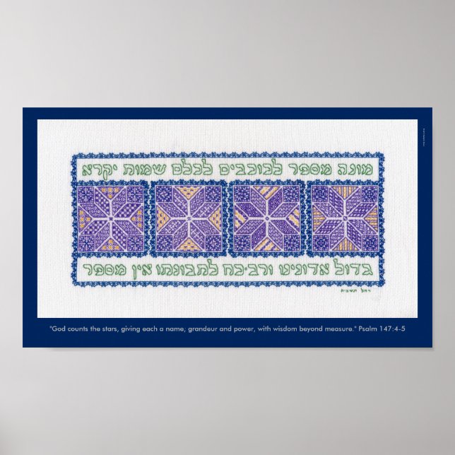 Pôster "Deus Conta as Estrelas" Salmo 147:4-5, tradução (Frente)