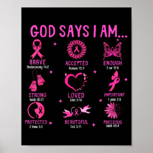 Poster Deus Diz Conscientização do Câncer de Mama Bíblia