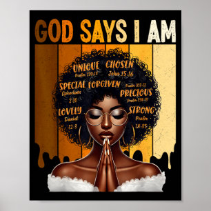 Poster Deus Diz Eu Sou História Negra Melanina Menina Afr