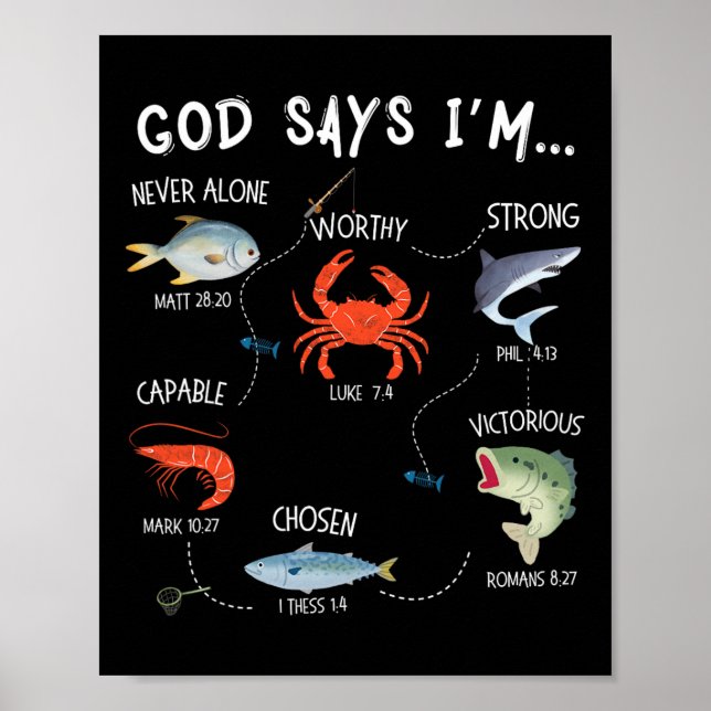 Poster Deus Diz Que Estou Pescando Versículo Bíblico Chri (Frente)