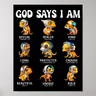 Poster Deus Diz Que Eu Sou Astronauta Réptil Escritura Bí