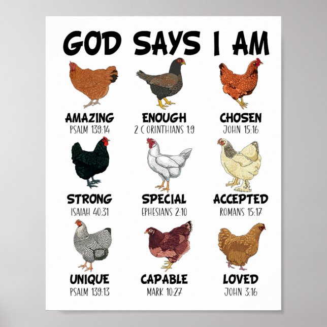 Poster Deus Diz Que Eu Sou Cristão Mulheres Meninas Crian (Frente)