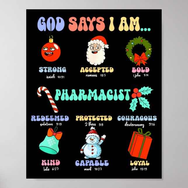 Poster Deus Diz Que Eu Sou Farmacêutico Natal Técnico De  (Frente)