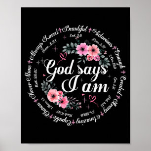 Poster Deus Diz Que Eu Sou Floral Versículo Bíblico Relig