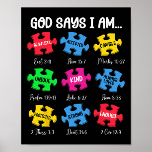 Poster Deus Diz Que Sou Bíblia Verdes O Autismo Cristão A