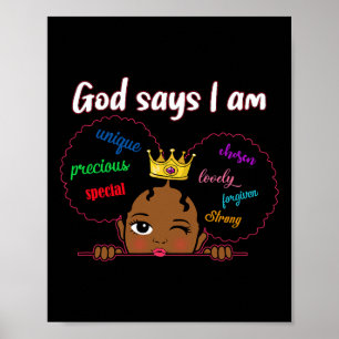 Poster Deus Diz Que Sou Negra Melanina Menina Crianças To
