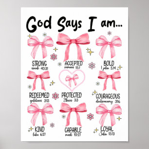 Poster Deus Diz Que Sou Rosa Coquete Cristã Jesus Feliz