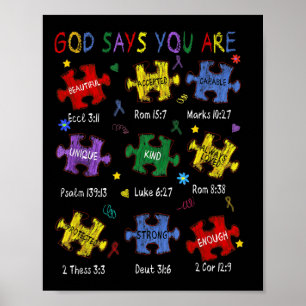 Poster Deus Diz Que Você É Bíblia Verdes O Autismo Cristã