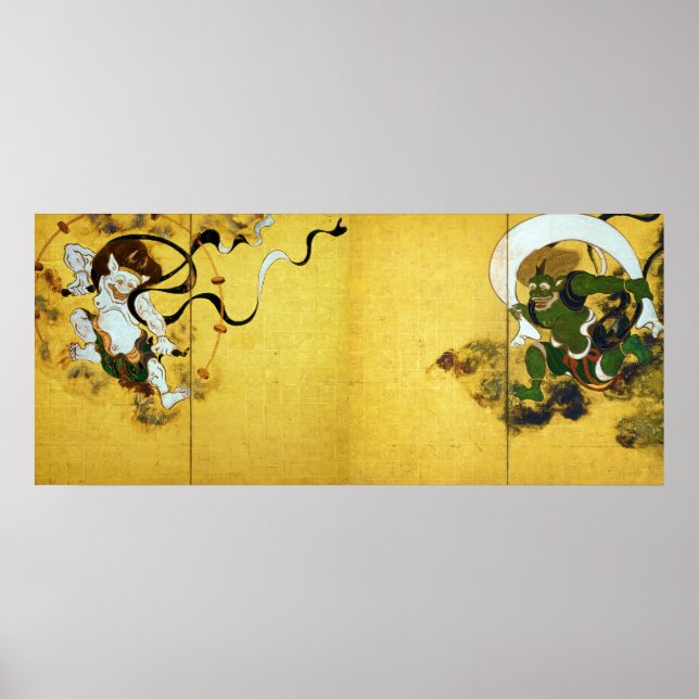 Poster Deus do vento e Deus do Trovão, Tawaraya Sotatsu (Frente)