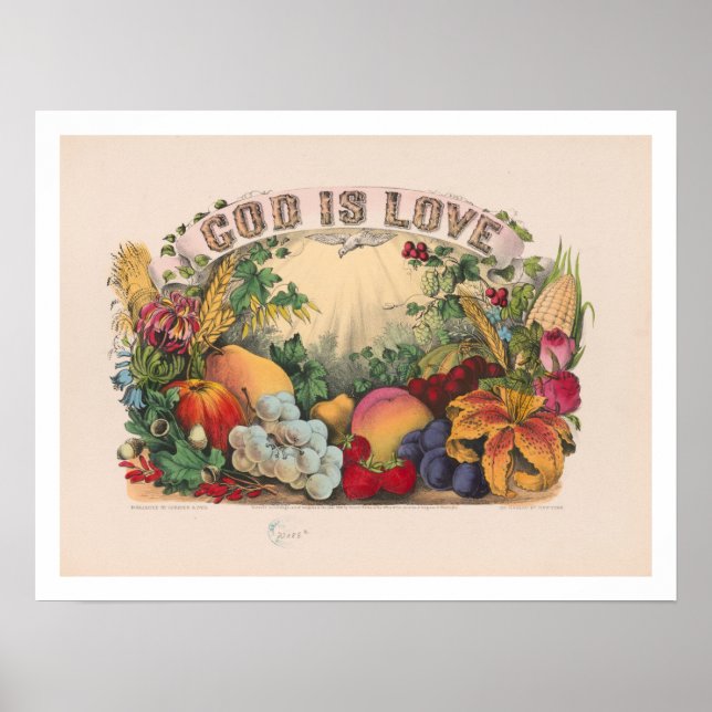Poster DEUS É AMADO por Currier & Ives (Frente)