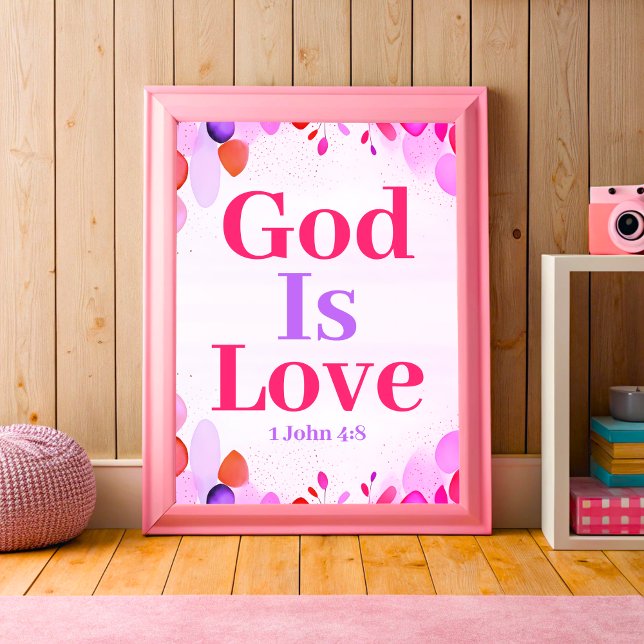 Poster Deus é Amor Arte de Parede Boho Cristã Menina Adol (Criador carregado)