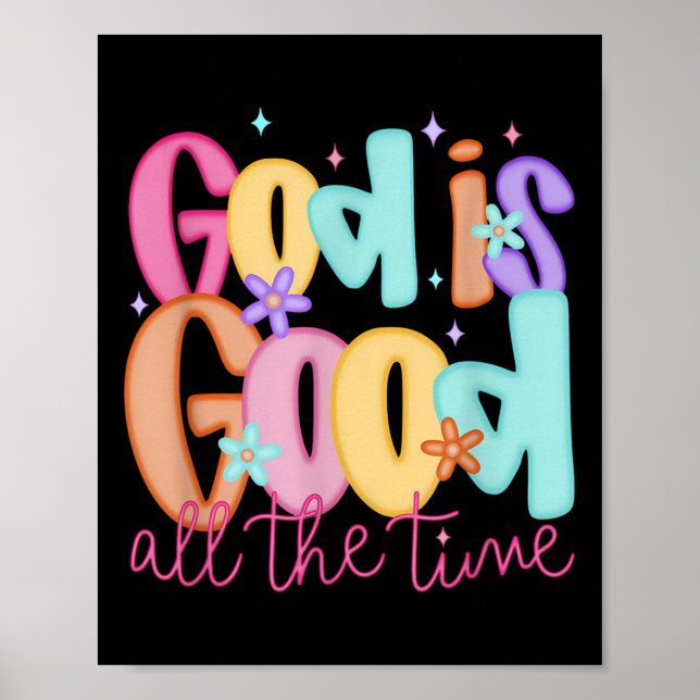 Poster Deus É Bom Todo O Tempo Versículo Da Bíblia Cristã (Frente)