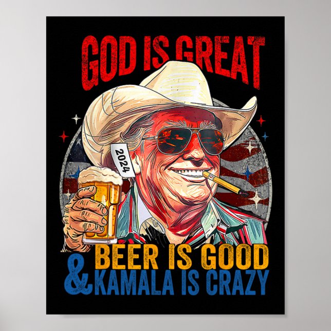 Poster Deus É Cerveja Excelente É Boa E Kamala É Louca (Frente)
