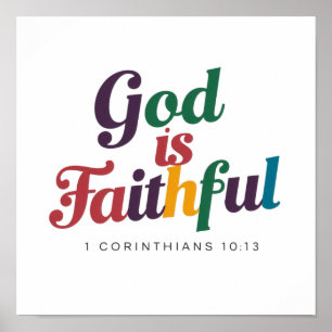 Poster Deus é Fiel 1 Coríntios 10:13 Versículo Bíblico