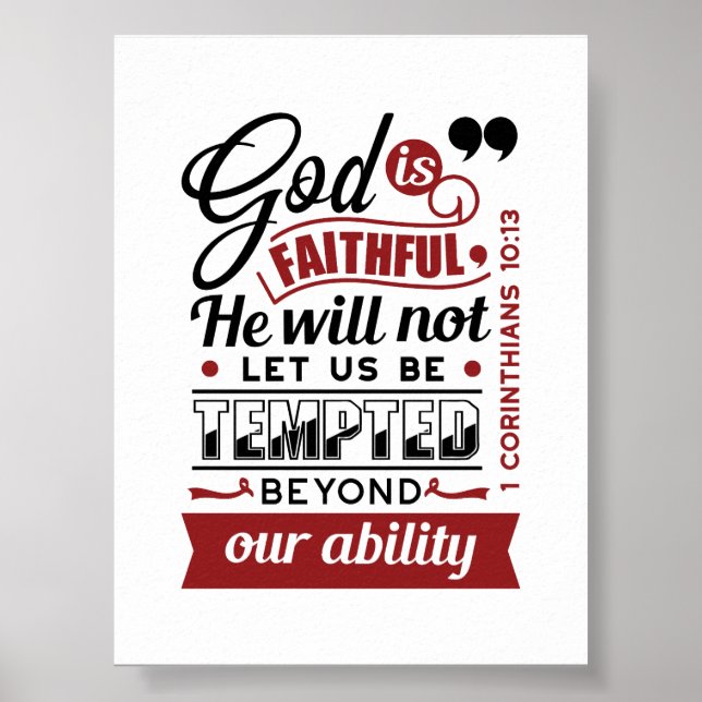 Poster Deus É Fiel – 1 Coríntios 10:13 Versículo Bíblico (Frente)