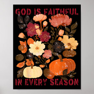 Poster Deus é Fiel em Todas as Estações Floral Outono Cri