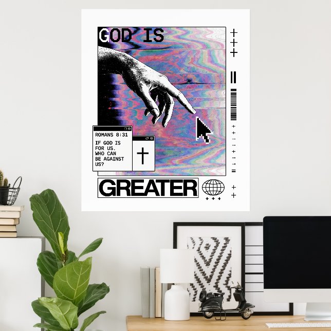 Poster Deus É Maior Moda Cristã Contemporânea Sintético (Escritório em casa)