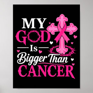 Poster Deus é maior que a cruz rosa do câncer de mama
