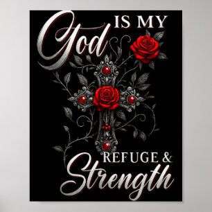 Poster Deus É Meu Refúgio E Força Rosa Cruz Fé