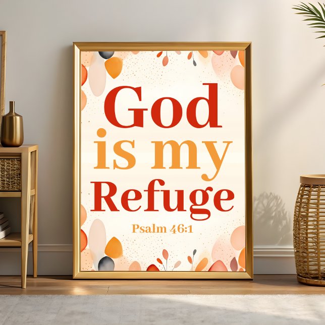 Poster Deus é o meu refúgio Boho Christian Wall Art impre (Criador carregado)