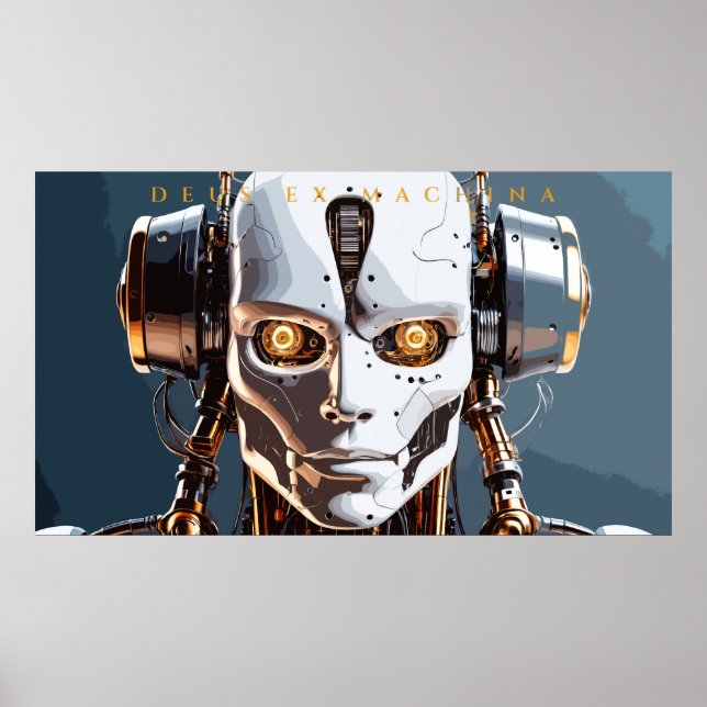 Poster Deus Ex Machina White Gold Robot Portrait (Frente)