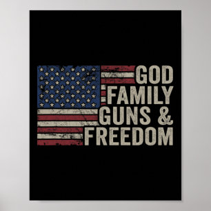 Poster Deus Família Armas E Liberdade - Pro Arma Vintage
