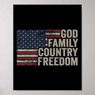 Poster Deus Família País Liberdade - 4 de Julho Bandeira 