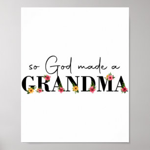 Poster Deus Fez A Avó Flor Vovó Feliz Mães Da