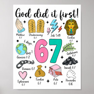 Poster Deus Fez Primeiro 67 Seis Sete Meme Jesus Cristo B