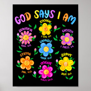 Poster Deus Floral Diz Eu Sou Versículo Bíblico Cristão J