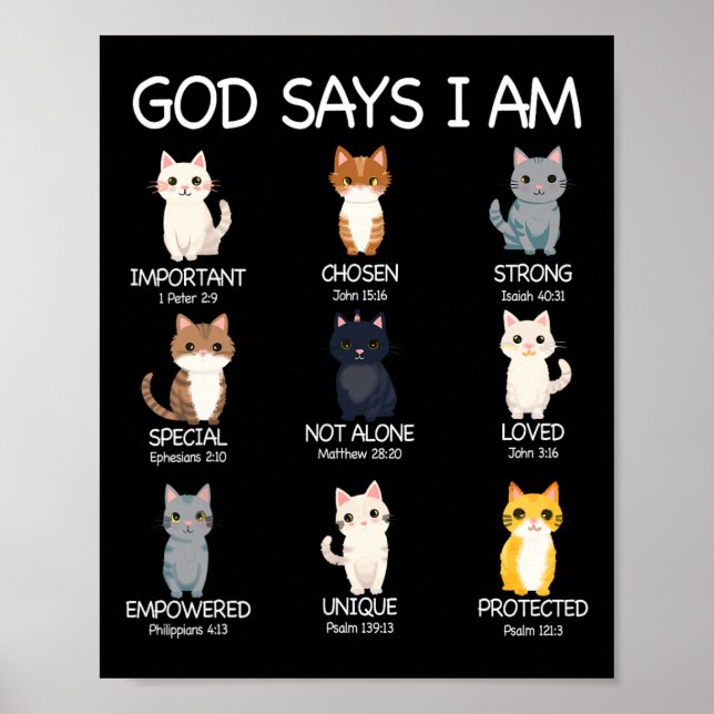 Poster Deus Fofo Diz Que Eu Sou Amante De Gatos Divertido (Frente)