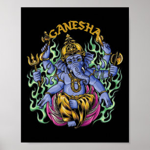 Poster Deus Ganesha Hindu Elefante Espiritual Yoga Medita