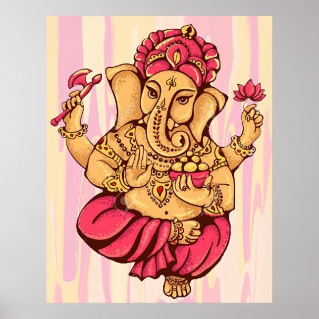 Poster Deus Hindu Ganesh Ganesha Felicidade Riqueza Deus (Frente)