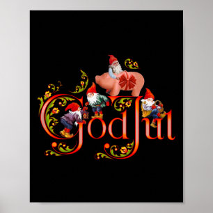 Poster Deus Jul Escandinavo do Natal Porco de Marzipã