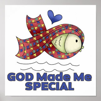 Pôster Deus Me Fez Um Símbolo De Peixe Autismo Especial