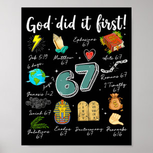 Poster Deus Vintage Fez Primeiro 67 Seis Sete Meme Christ