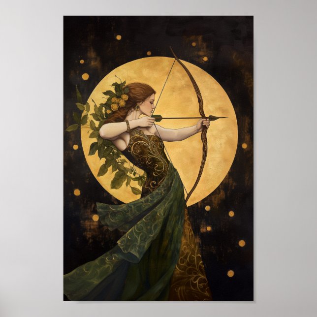 Poster Deusa Artemis Art Nouveau mitologia grega (Frente)