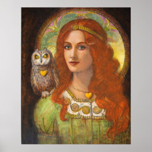 Poster Deusa Athena, mulher & de fantasia da coruja