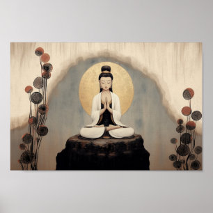 Poster Deusa Budista Quan Yin Arte Minimalista
