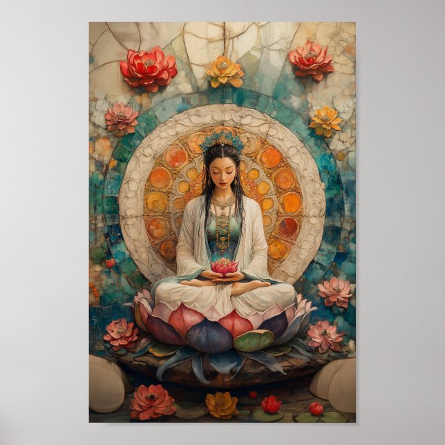 Poster Deusa Budista Quan Yin Retrait Pintura (Frente)