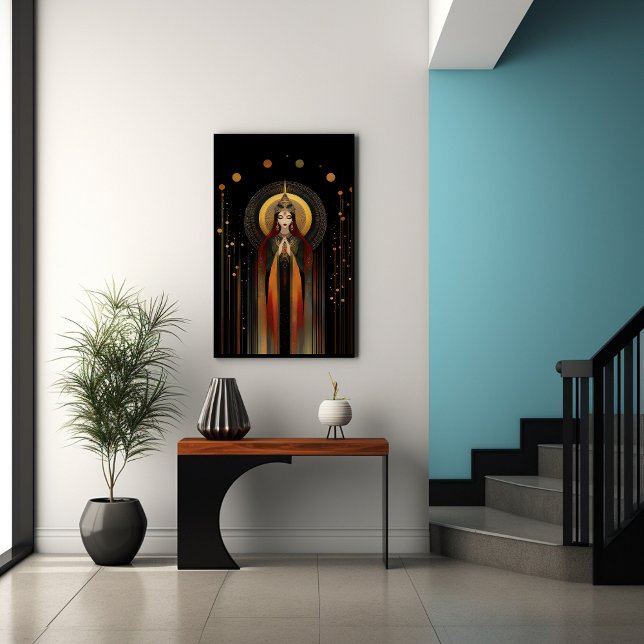 Poster Deusa Celta Brigid Rainbow Dourada Arte Negra (Criador carregado)