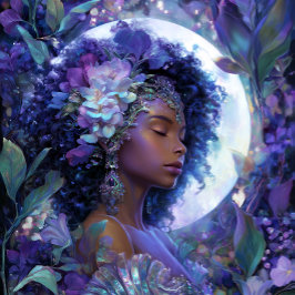 Poster Deusa da Lua Arte de Fantasia Preta Rainha Negra
