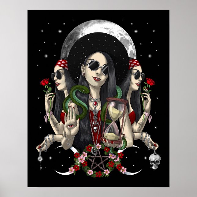 Poster Deusa da Lua Tripla de Hecate (Frente)