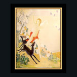 Poster "Deusa Diana Correndo Com Veado" Art Deco<br><div class="desc">Belo exemplo de Art Deco na década de 1930 - A deusa Diana correndo com dois veados da floresta em um campo. As cores douradas pálidas e verdes contrastando com os veados-negros e flores lavandas caídas do céu são vívidas e a pintura é cheio de vida. A pintura original vem...</div>
