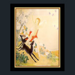 Poster "Deusa Diana Correndo Com Veado" Art Deco<br><div class="desc">Belo exemplo de Art Deco na década de 1930 - A deusa Diana correndo com dois veados da floresta em um campo. As cores douradas pálidas e verdes contrastando com os veados-negros e flores lavandas caídas do céu são vívidas e a pintura é cheio de vida. A pintura original vem...</div>