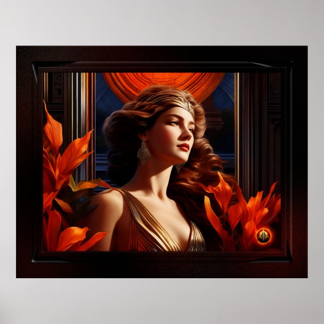 Poster Deusa Do Sol Art Deco Glamour Romântico (Frente)