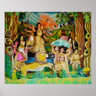 Pôster Deusa Durga no festival de Durga em Burdwan