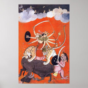 Pôster Deusa Durga que luta Mahishasura