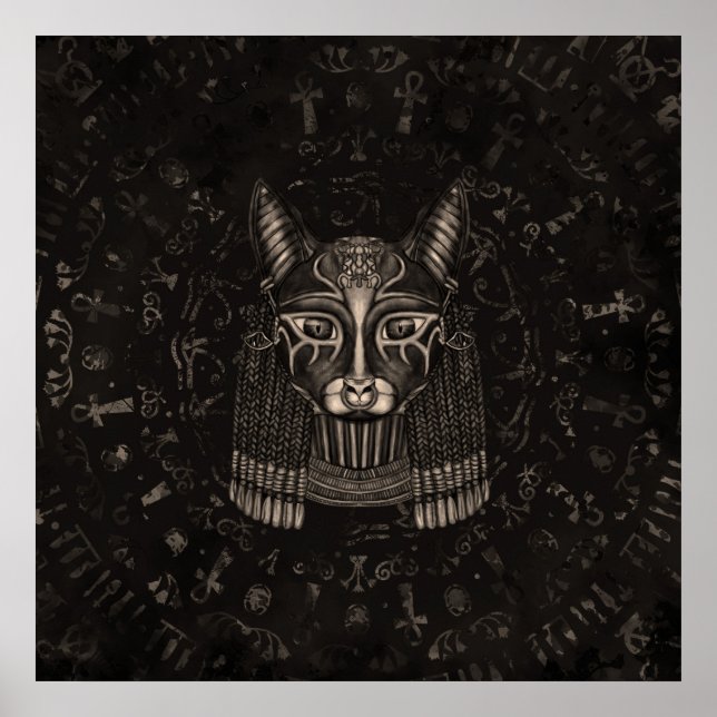 Poster Deusa Egípcia Basteta - Sépia (Frente)